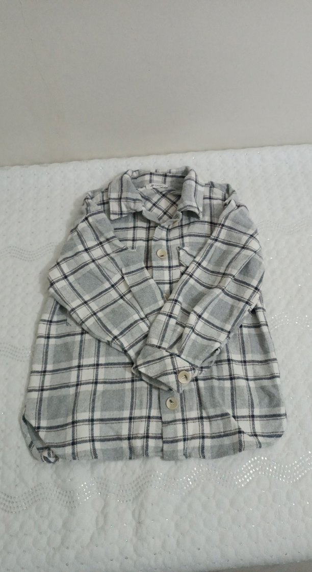 Gri Kareli Uzun Kollu Kadın Gömlek - Görsel 3