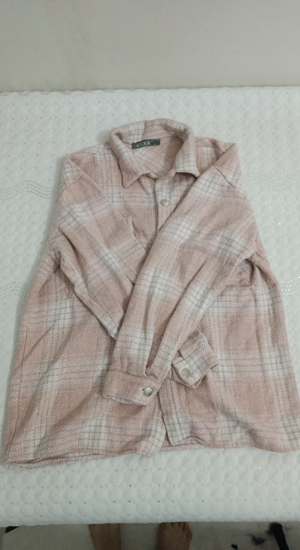 Düğmeli Uzun Kollu Pembe Kadın Gömlek - Görsel 3