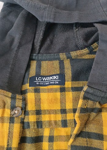 Sarı Ekose Kapüşonlu Uzun Kollu Gömlek - Görsel 4