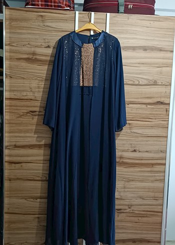 Parlak Lacivert Kadın Uzun Elbise - Görsel 2