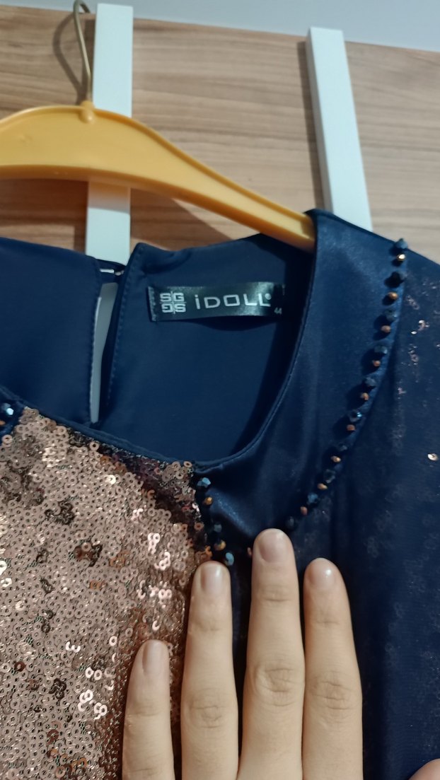 Parlak Lacivert Kadın Uzun Elbise - Görsel 3