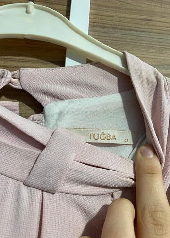 Kadın pudra pembesi Uzun Elbise Yüksek Yakalı - Görsel 2