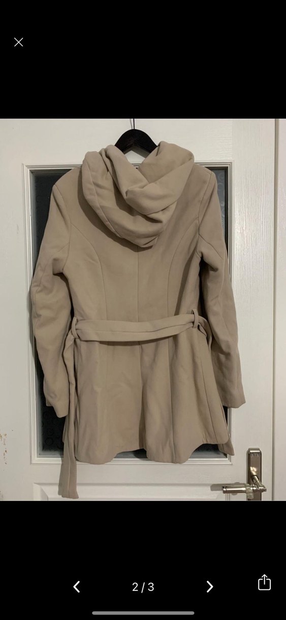 Kapüşonlu Bej Kaban - Görsel 2