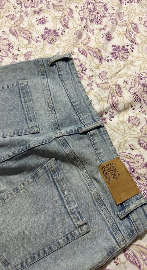 PULL&BEAR Düğmeli Mavi Kadın Denim Pantolon - Görsel 3