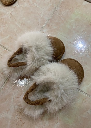 Hm Bej Süet Kadın Ev Terliği Tüylü Detaylı - Görsel 5