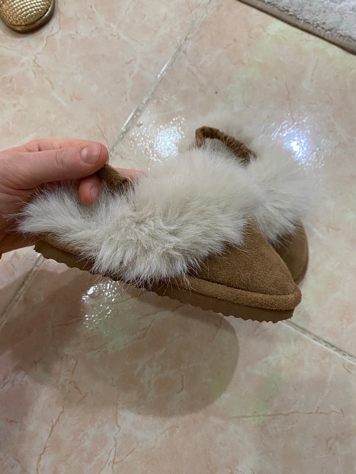 Hm Bej Süet Kadın Ev Terliği Tüylü Detaylı - Görsel 3