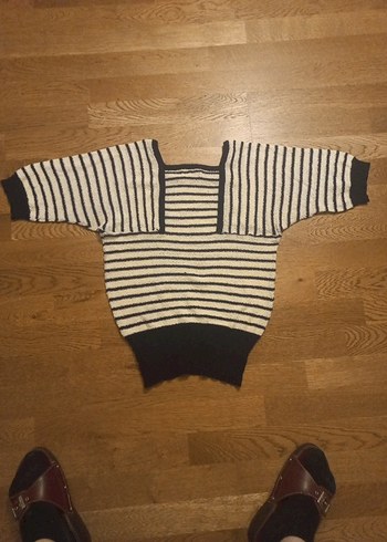 40 Beden Kadın Zebra Desenli Kısa Triko Bluz