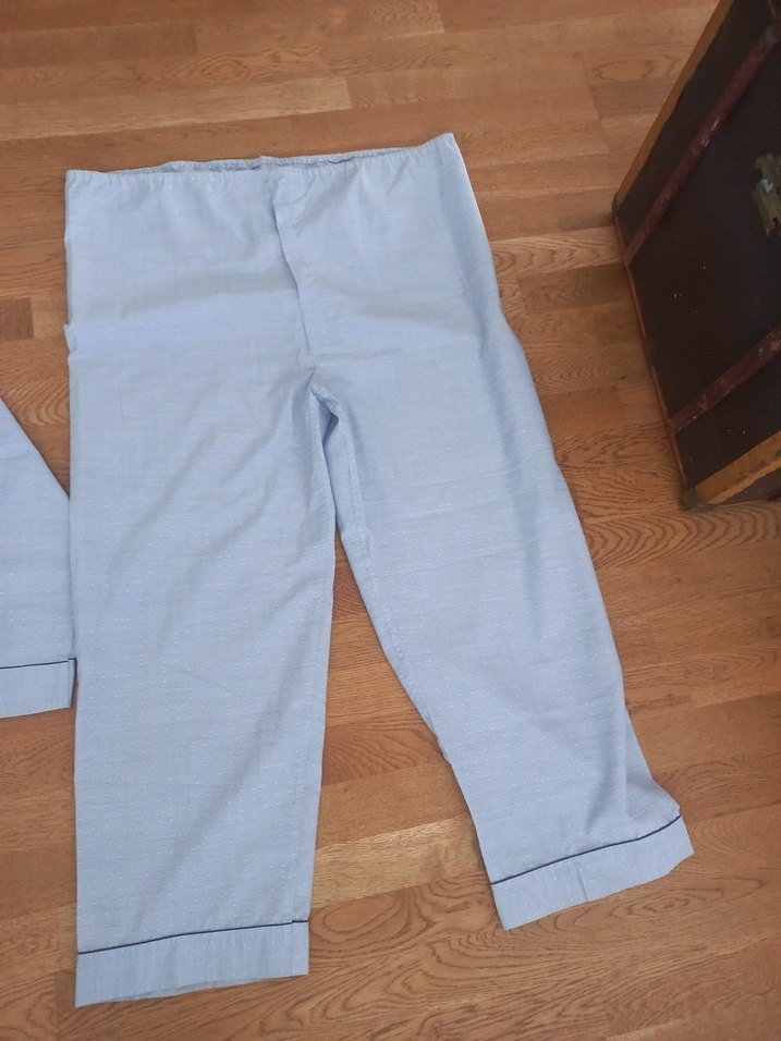 Mavi Erkek Pijama Takımı, Düğmeli, Uzun Kollu - Görsel 3