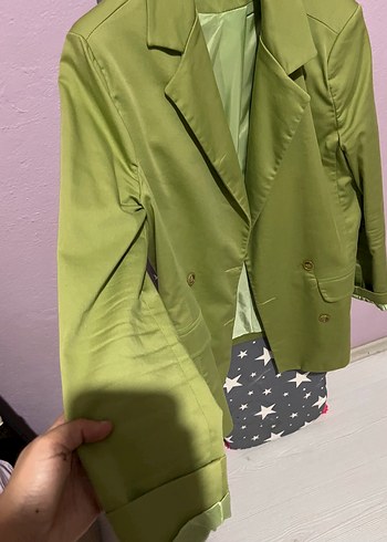 Parlak Yeşil Midi Kadın Blazer Ceket