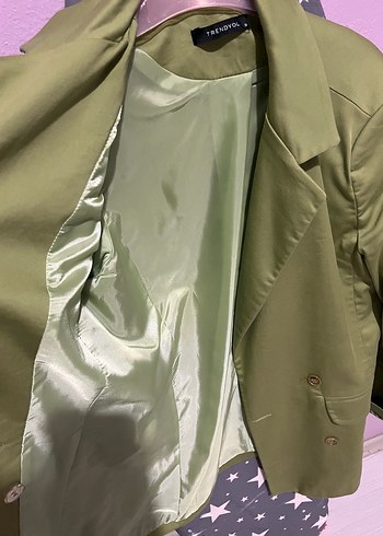 m Beden Parlak Yeşil Midi Kadın Blazer Ceket