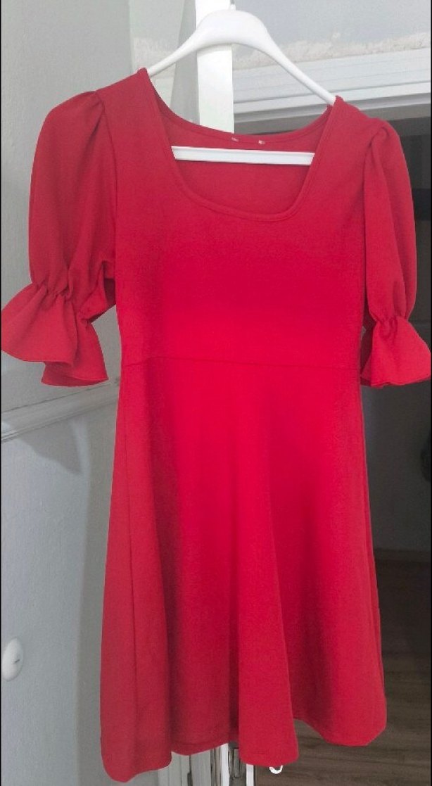 Kırmızı Fırfırlı Hamile Bluzu - Görsel 5