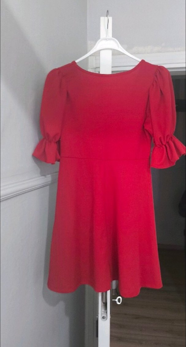 Kırmızı Fırfırlı Hamile Bluzu - Görsel 2