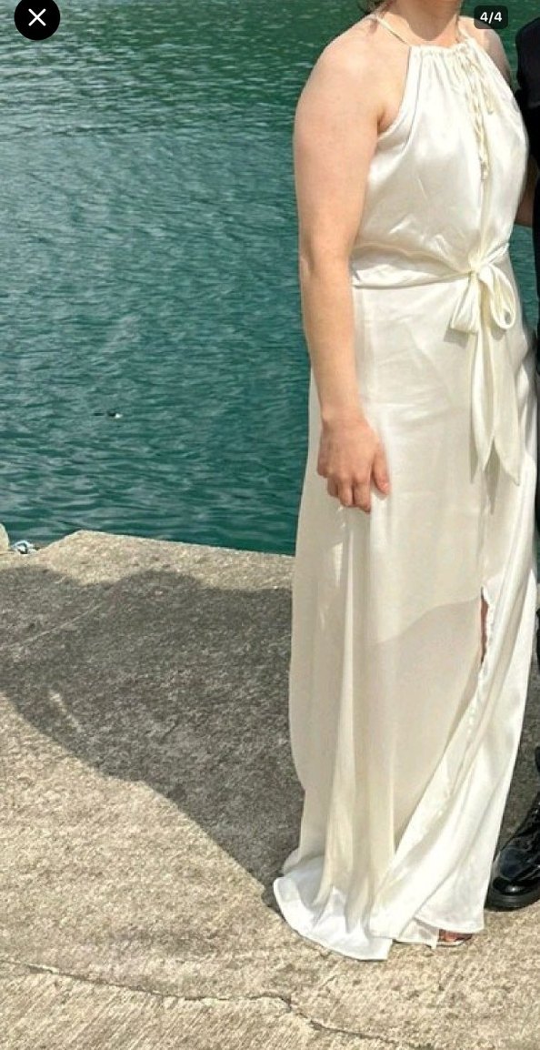 Beyaz V Yaka nikah elbisesi. - Görsel 2