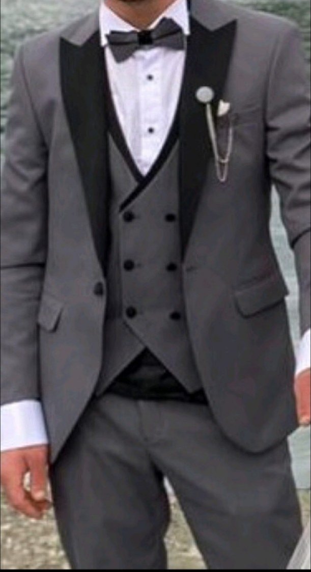 Klasik Gri Damat Takımı Notch Yaka - Görsel 3