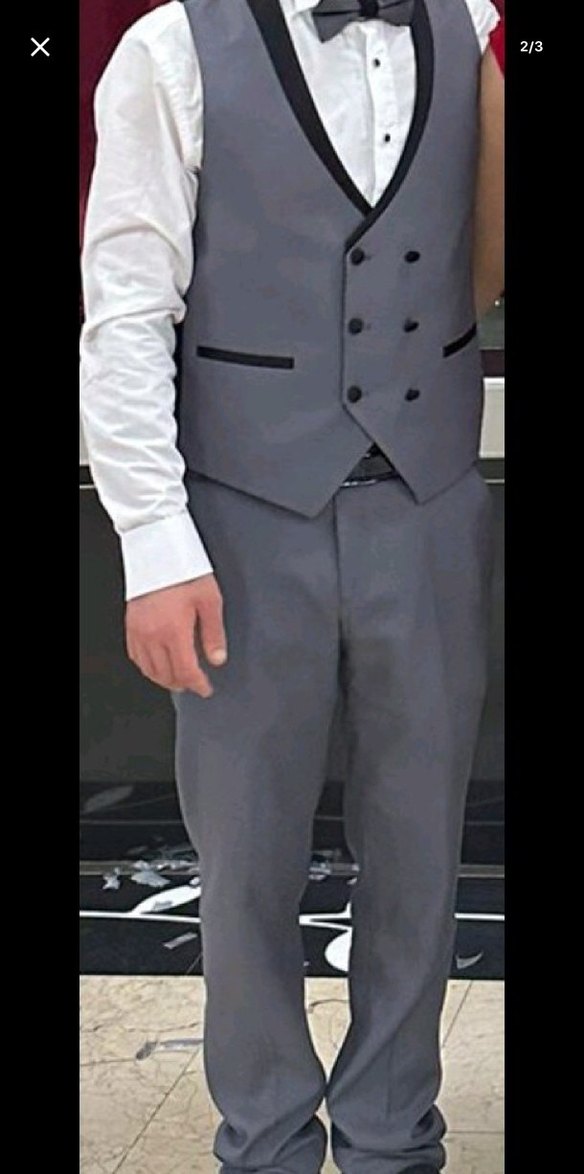 Klasik Gri Damat Takımı Notch Yaka - Görsel 2