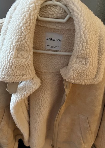 s Beden Bershka Bej Süet Kürk Detaylı Kışlık Ceket