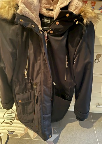 Pull and Bear pull & bear kadın siyah mont