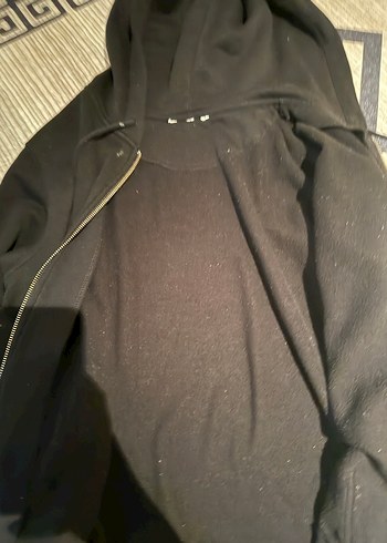 Bershka HM Fermuarlı Siyah Kapüşonlu Kadın Hırka