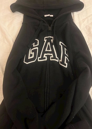 Gap Siyah Kapüşonlu Fermuarlı Kadın Hırka
