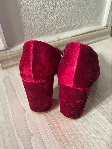 37 Beden bordo Renk Kadın süet topuklu ayakkabı