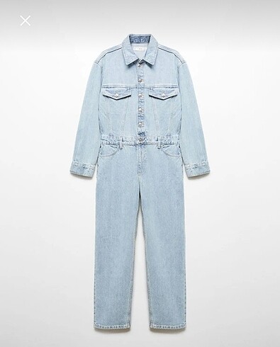 s Beden mavi Renk Mango Düğmeli Denim Tulum