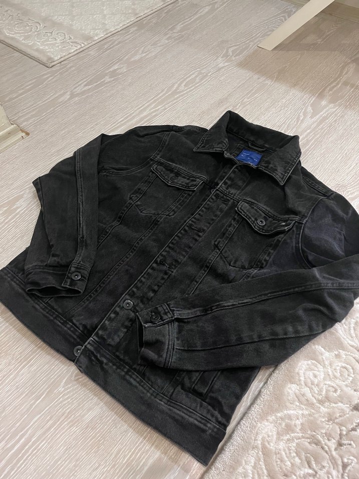 Siyah Düğmeli erkek Jean Ceket - Görsel 2