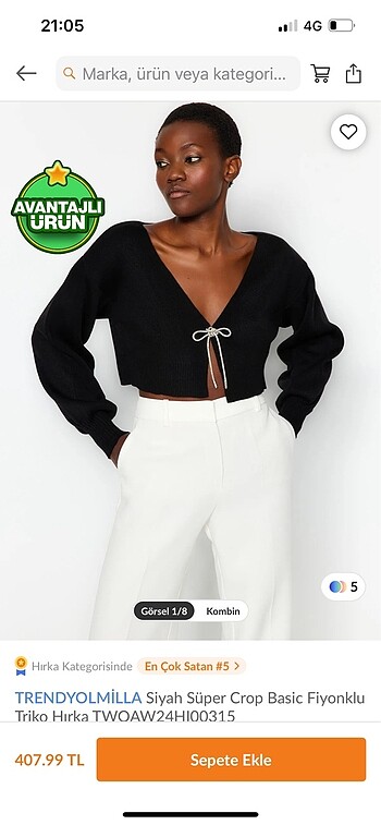 l Beden siyah Renk Trendyol milla crop hırka