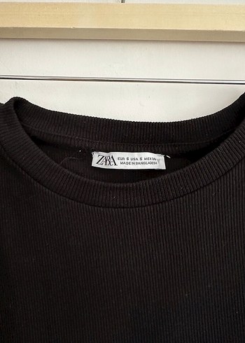 Siyah Fitilli Fırfırlı Crop Zara - Görsel 3