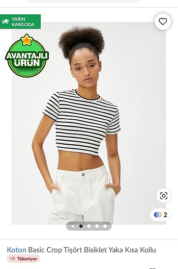 Koton siyah beyaz çizgili crop