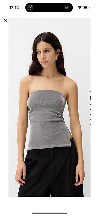 bershka bandeau parıltılı crop