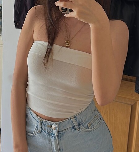 straplez beyaz crop