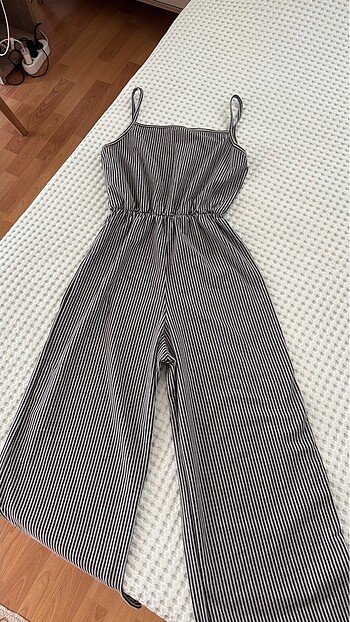 askılı yazlık tulum beli lastikli bol paça