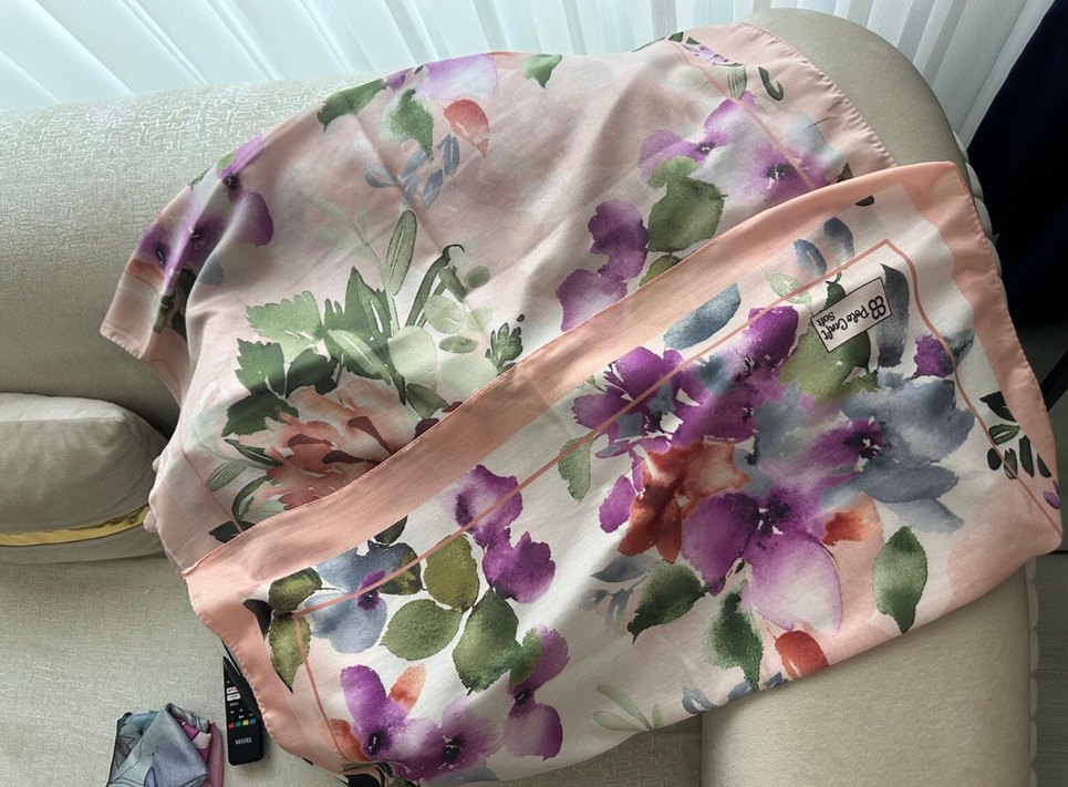 Pamuk soft çiçek desenli şal - Görsel 3