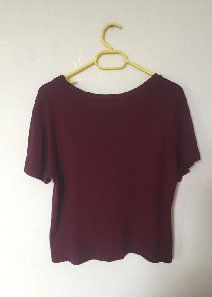 Bordo crop tişört  - Görsel 2