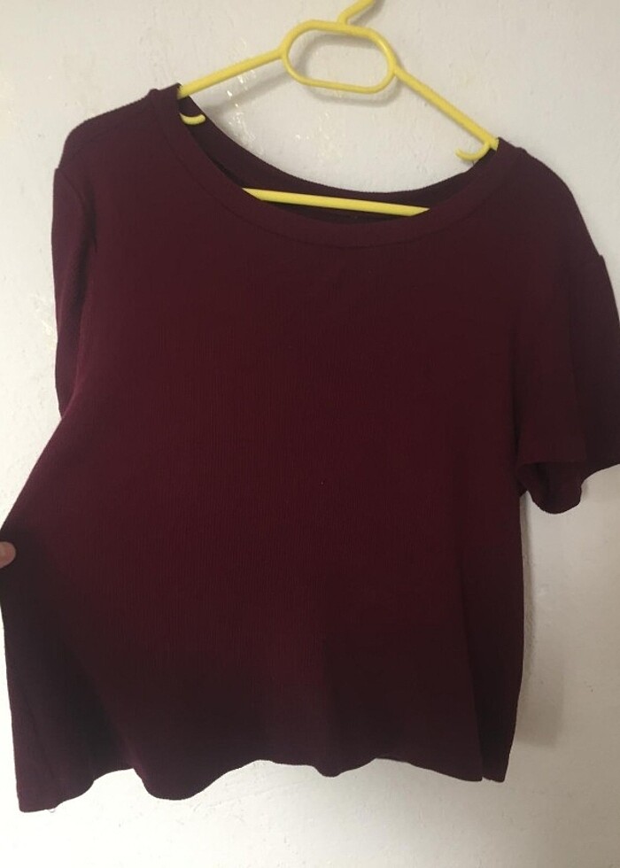 Bordo crop tişört  - Görsel 3