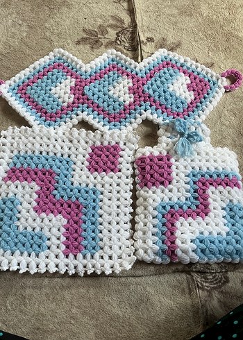 Pastel Renkli Örgü Banyo Süngeri Seti - Görsel 2