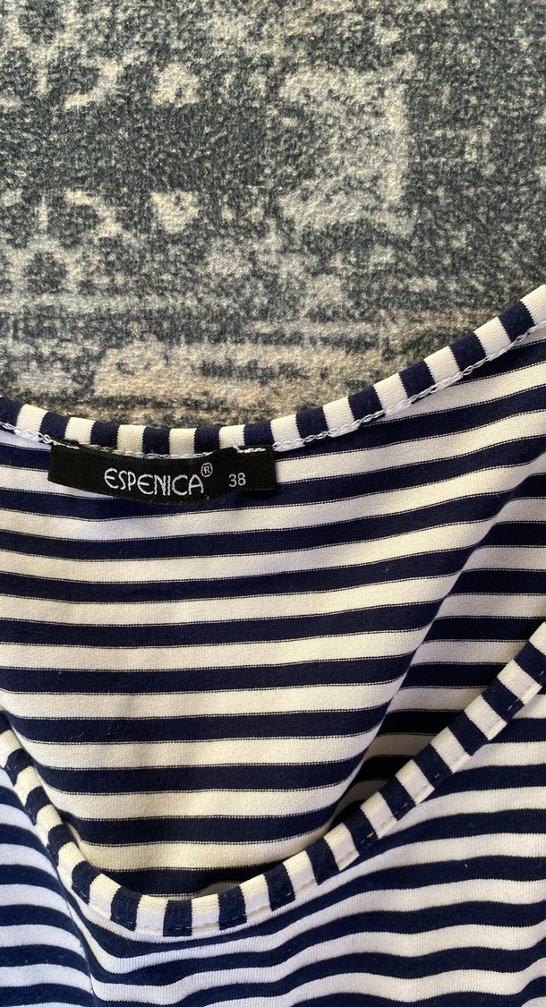 Çizgili Lacivert Uzun Pliseli Kadın Elbise - Görsel 3