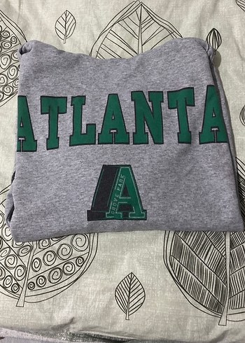Gri Kapüşonlu Atlanta Baskılı Sweatshirt - Görsel 2