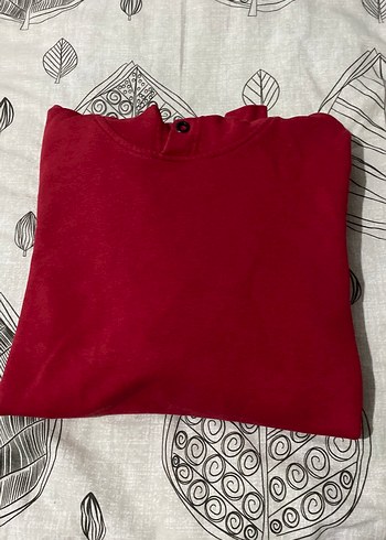 Düğmeli Kırmızı Kadın Sweatshirt - Görsel 3