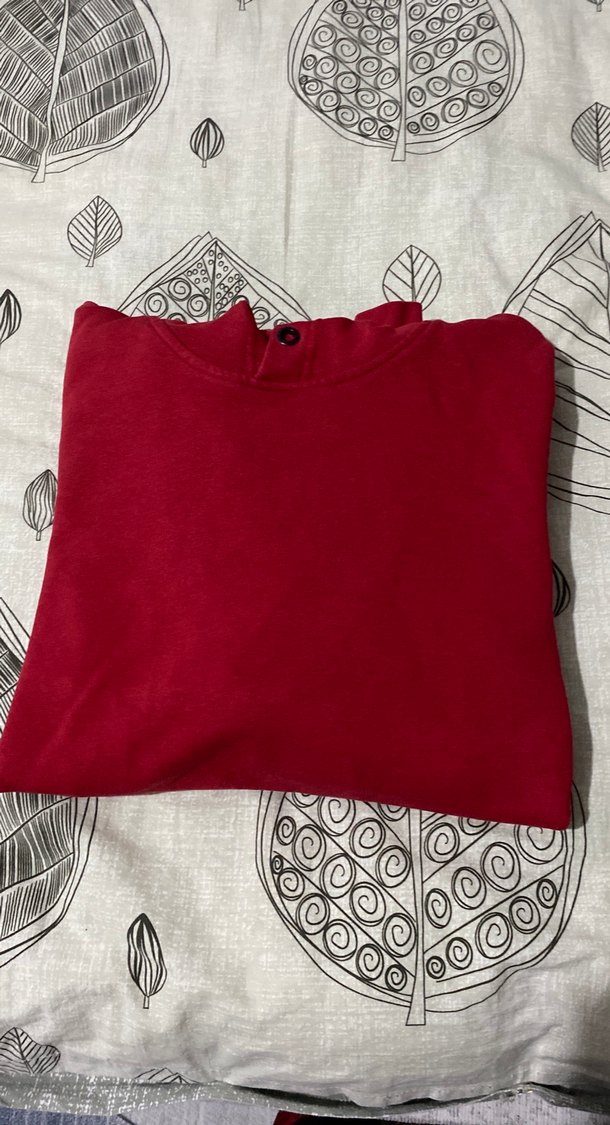 Düğmeli Kırmızı Kadın Sweatshirt - Görsel 3