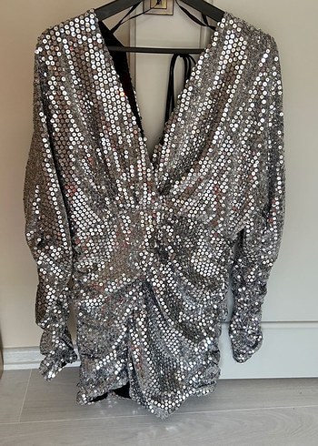 İpekyol Gri Payetli Midi Elbise - Görsel 6