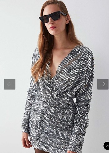 İpekyol Gri Payetli Midi Elbise - Görsel 3