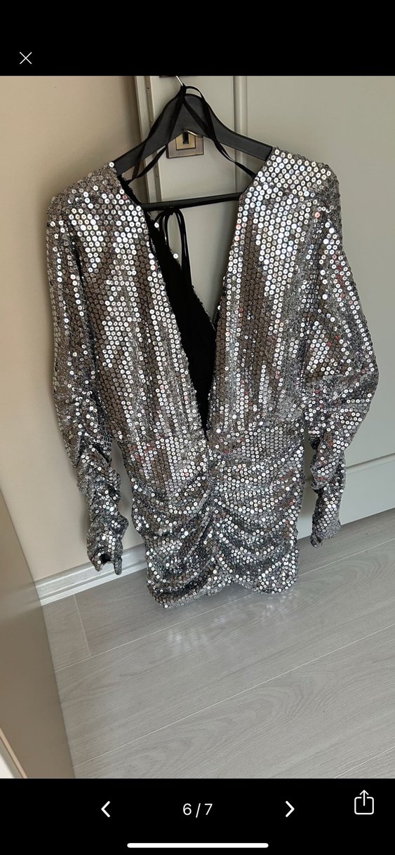 İpekyol Gri Payetli Midi Elbise - Görsel 4