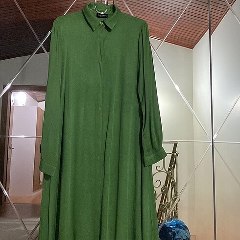 Yeşil tiril salaş elbise