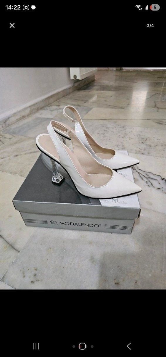 Beyaz Tokalı Stiletto Kadın Abiye Ayakkabı sıfır - Görsel 3