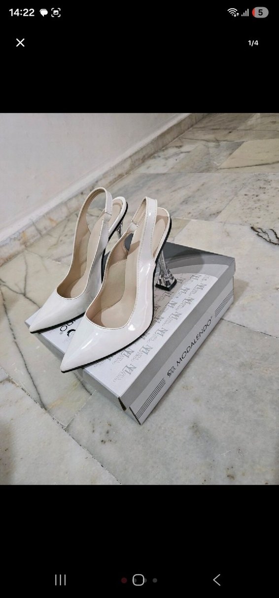 Beyaz Tokalı Stiletto Kadın Abiye Ayakkabı sıfır - Görsel 4