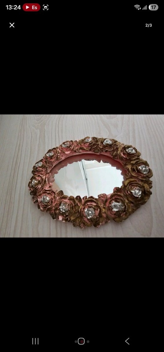 Pembe Parlak Çiçekli Dekoratif Ayna - Görsel 2