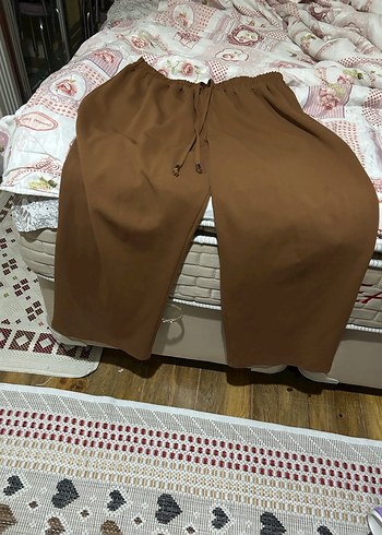 Kadın Kahverengi Keten Salaş Midi Pantolon