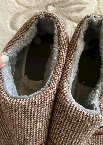 Erkek Kahverengi Örgü Yün Panduf - Görsel 4