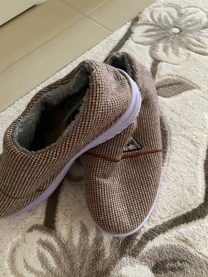 Erkek Kahverengi Örgü Yün Panduf - Görsel 2